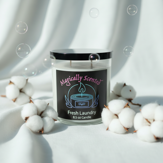 Fresh Laundry Candle with styled background